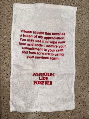 ALF White Towel with Red Text - Humorous Kitchen/Bar Towel